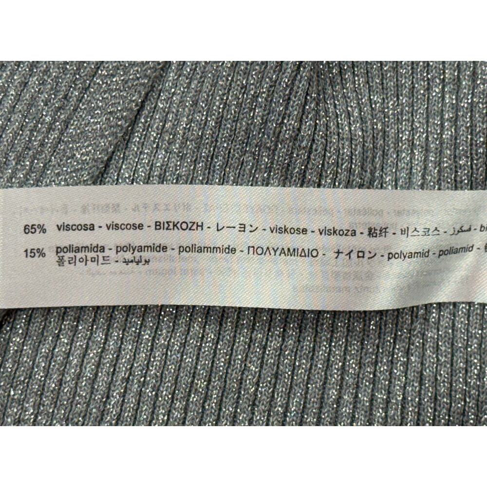 NWT Zara Silver Knit Metallic Thread Sleeveless Top & Midi Skirt Set Sz S - Picture 10 of 11